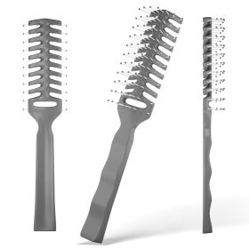Gray Vented Hair Brush 8 Inch. 12 Pack of Plastic Vent Brush for Hair. Detangling Brush with Rounded Rubber Tips and Ergonomic Handle. Wet Hair Brushe