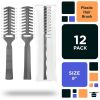 Gray Vented Hair Brush 8 Inch. 12 Pack of Plastic Vent Brush for Hair. Detangling Brush with Rounded Rubber Tips and Ergonomic Handle. Wet Hair Brushe