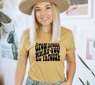 Grow Through What You Go Through T-shirt, Inspirational Shirt, Self Growth Top, Kindness Tee, Motivation Shirts, Positivity Tee, Floral Top (size: large)